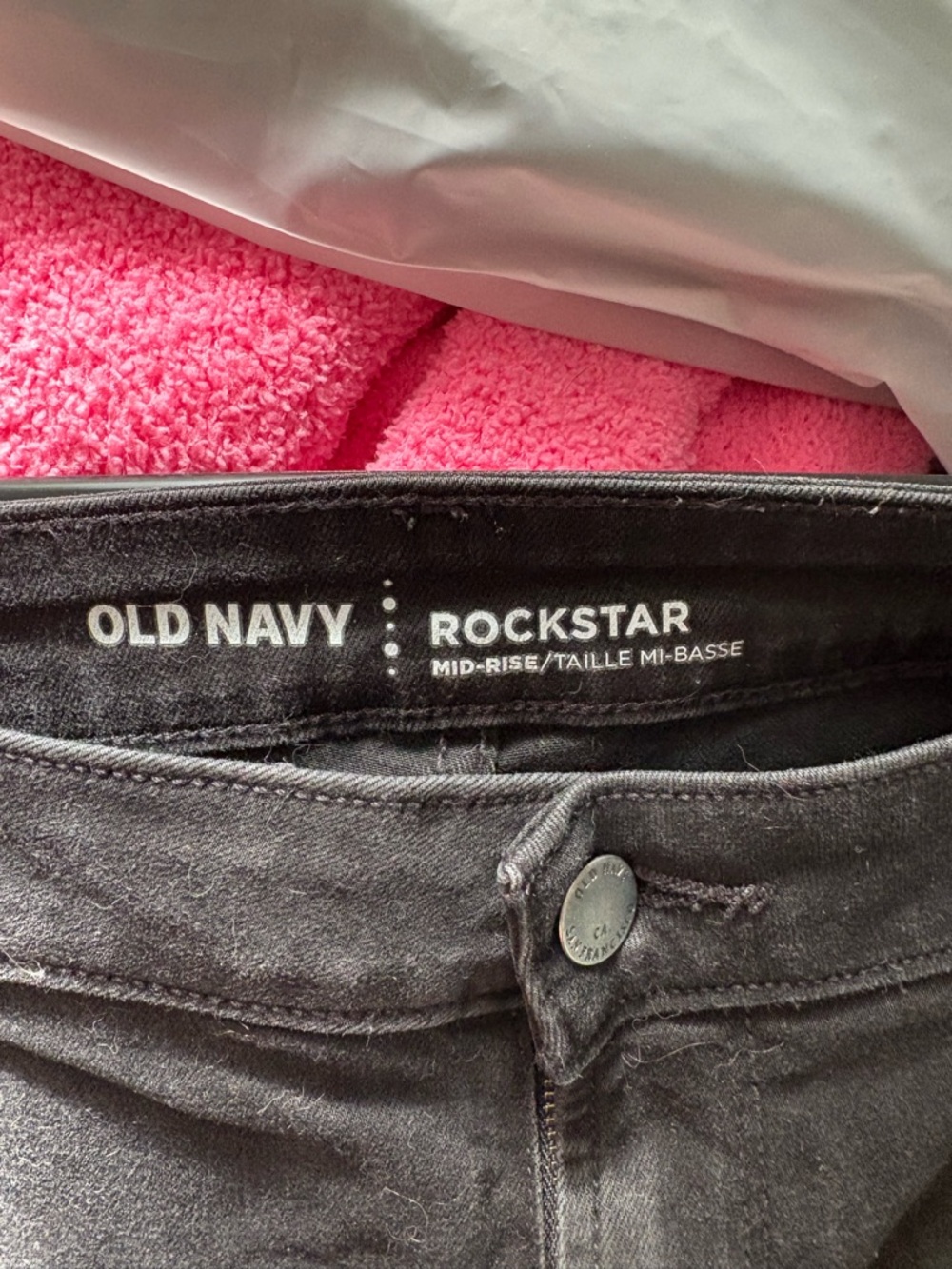 Old Navy Black Rockstar Distressed Mid-Rise Jeans - Picture 2 of 9